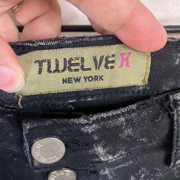 TwelveK New York Black Acid Wash Button Fly Skinny Jeans Size Large - Picture 6 of 6